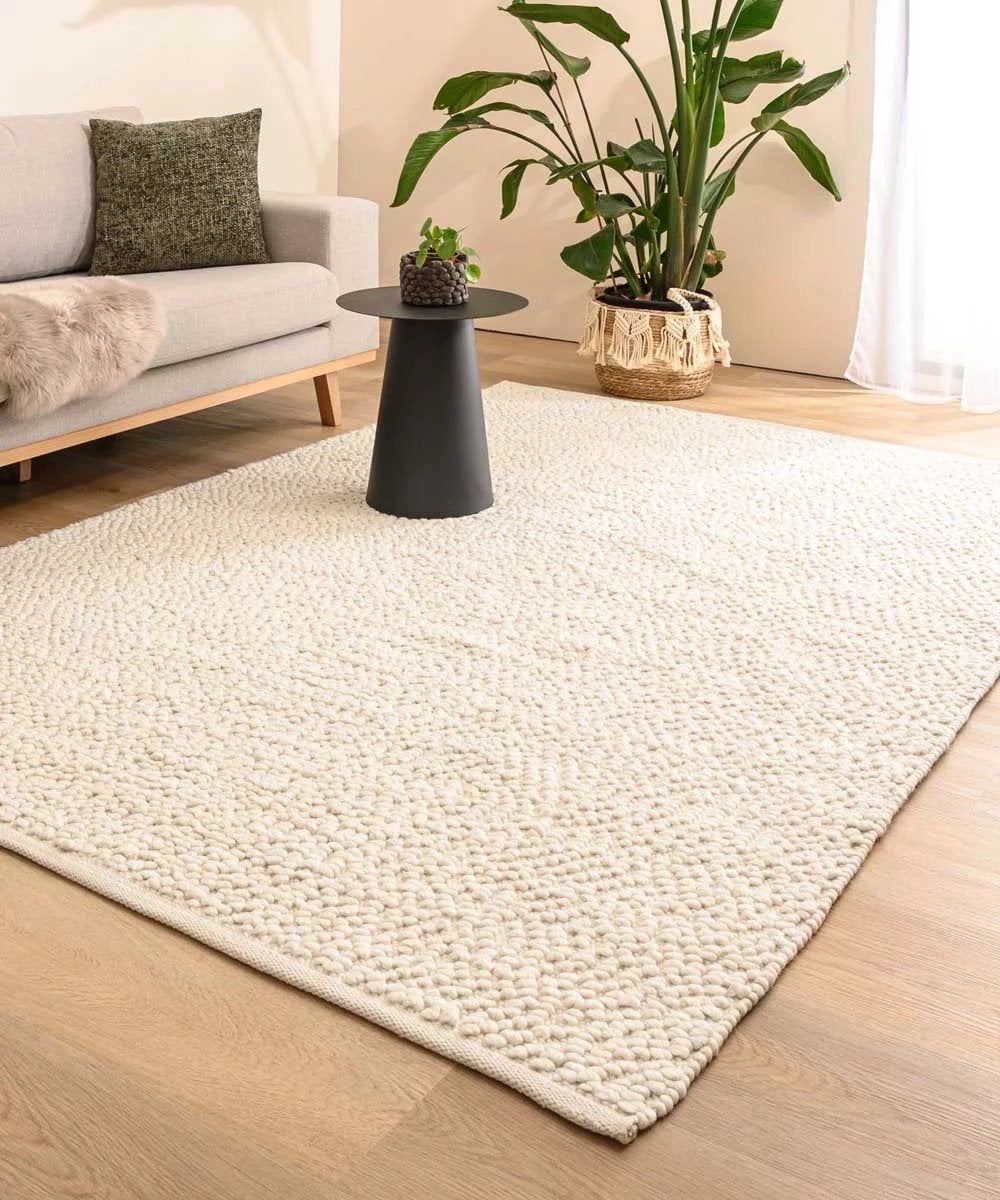 Nieuw Luxe wollen vloerkleed Adger wit 140 x 200 cm, Ophalen, 100 tot 150 cm, Wit, Rechthoekig