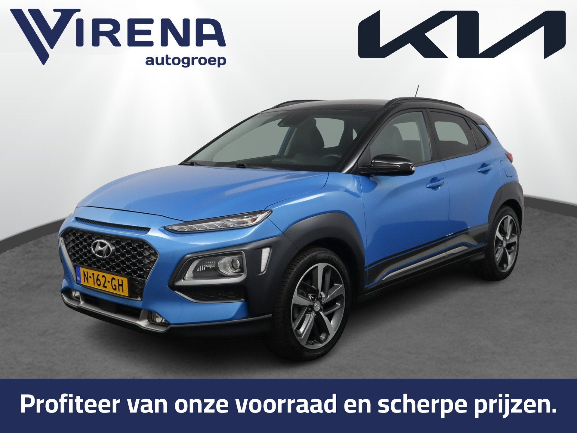 Hyundai KONA 1.0T Premium - Elektrische Stoelen - Trekhaak -, Auto's, Voorwielaandrijving, Gebruikt, Blauw, Leder