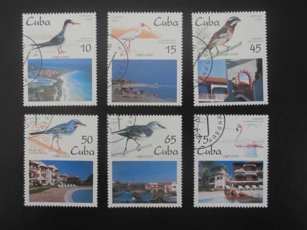 CUBA 1995; set (6) VOGELS, Verzenden, Gestempeld, Dier of Natuur
