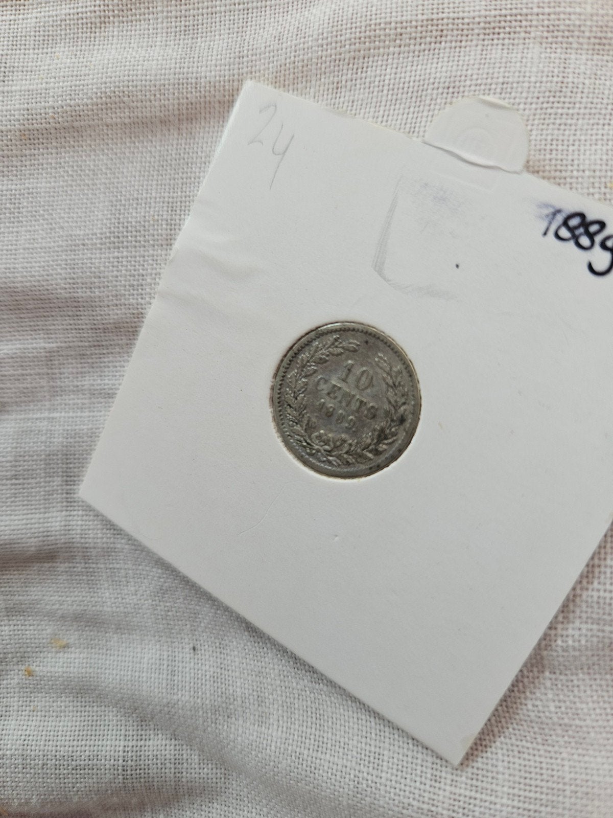 Zilveren dubbeltje 1889 Koning Willem III, Koning Willem III, Zilver, Ophalen of Verzenden, 10 cent