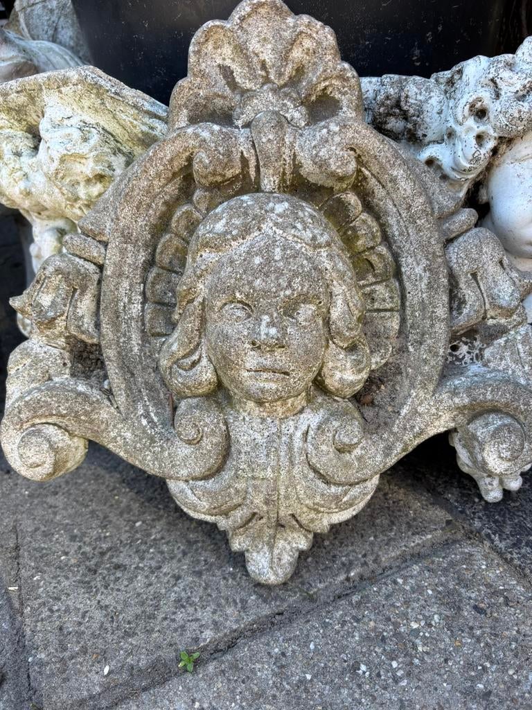 Betonnen tuin ornament met engel, Ophalen, Gebruikt, Beton, Engelenbeeld