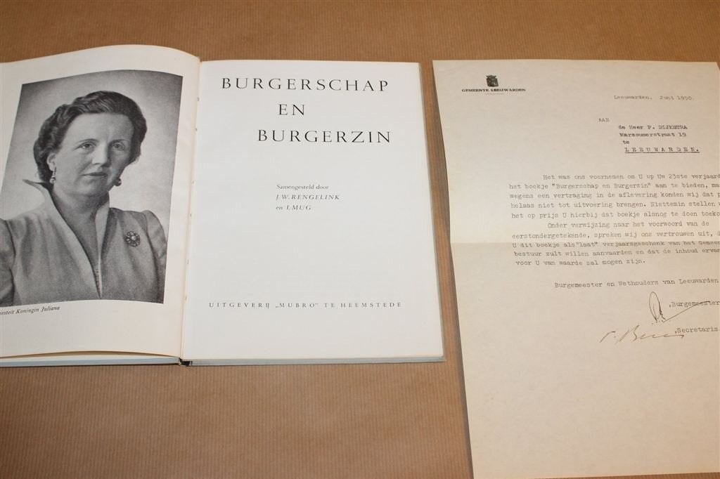Burgerschap en Burgerzin — Gesigneerde Brief Leeuwarden 1951, Ophalen of Verzenden, Gelezen, Europa