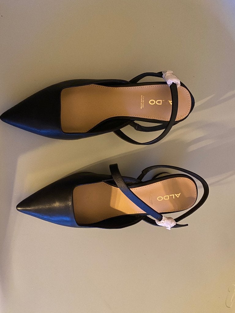 Nieuw! ALDO Brunette Zwarte Leren Slingback Pumps - Maat 38, Zwart, Lage of Enkellaarzen, Nieuw, Ophalen of Verzenden