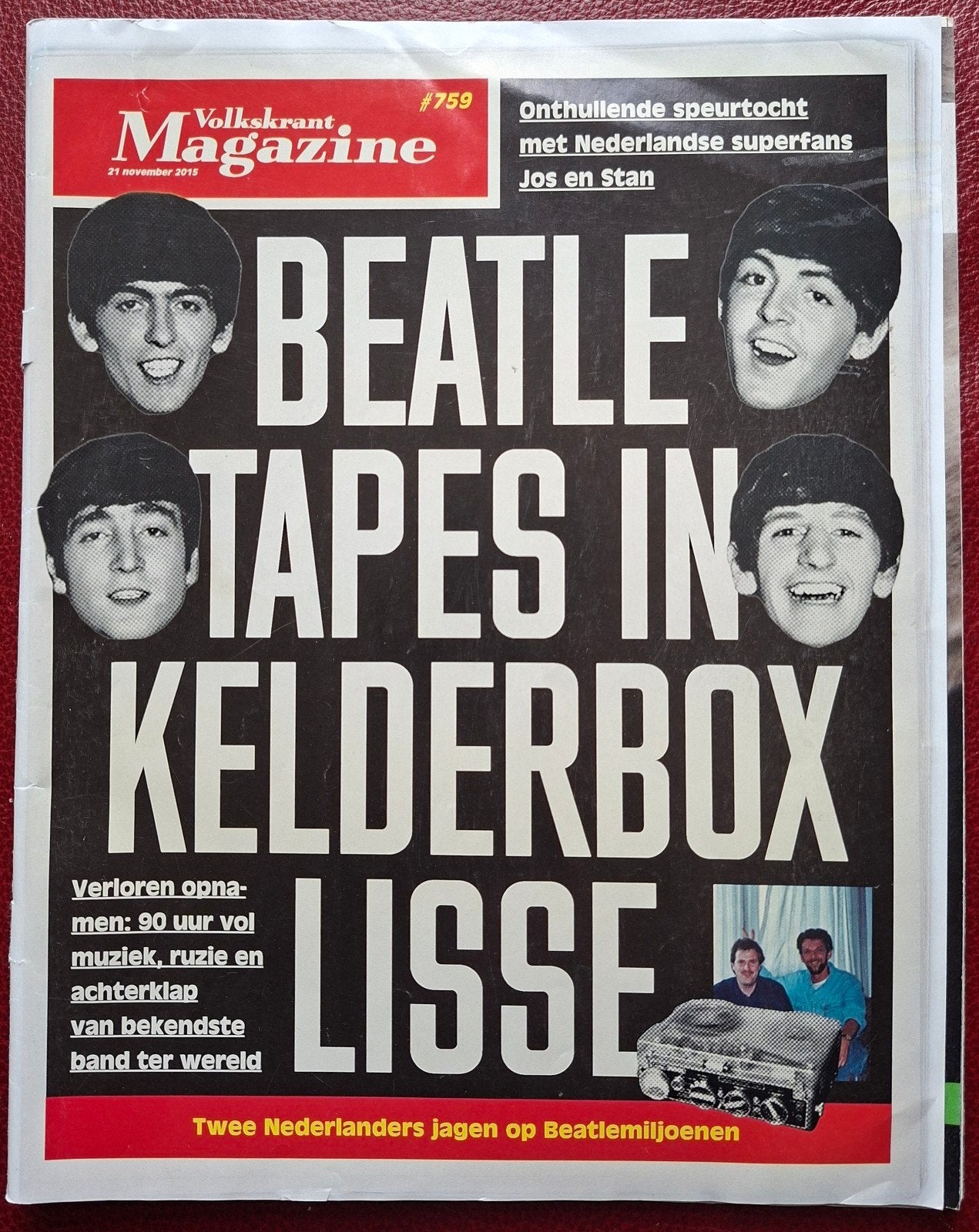 Volkskrant Magazine 21.11.2015 Beatles Tapes Kelderbox Lisse, Verzenden, Gelezen, Muziek, Film of Tv