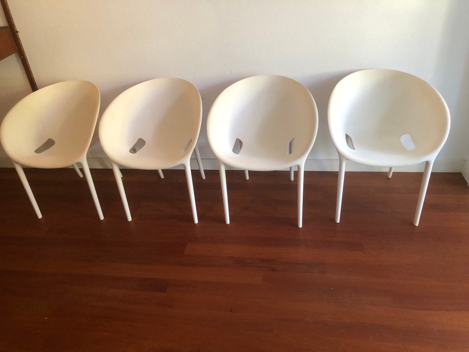 Set van 4 Philippe Starck Egg Chairs voor Driade, Ophalen, Kunststof, Gebruikt, Wit