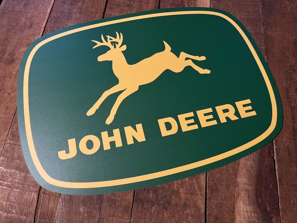 JOHN Deere reclamebord  groot 50  39 cm kunststof, Ophalen of Verzenden, Zo goed als nieuw, Auto's