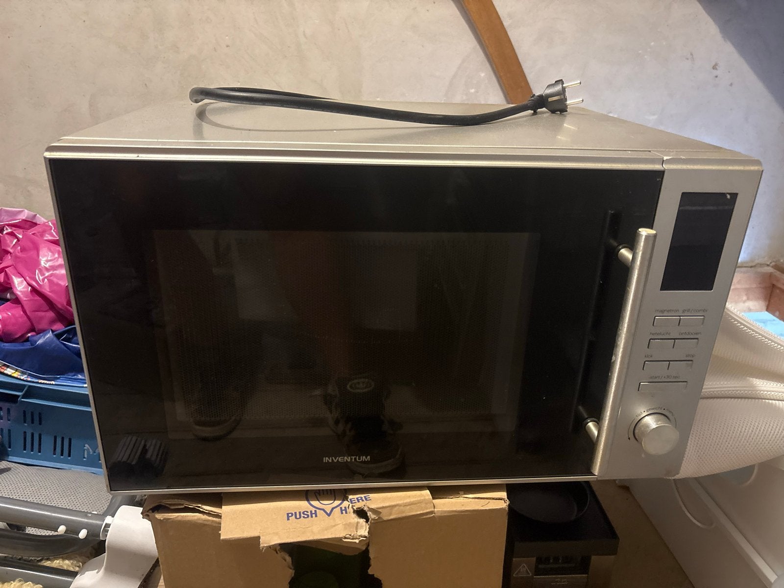 Inventum MN305C combimagnetron in RVS/zwart., Ophalen of Verzenden