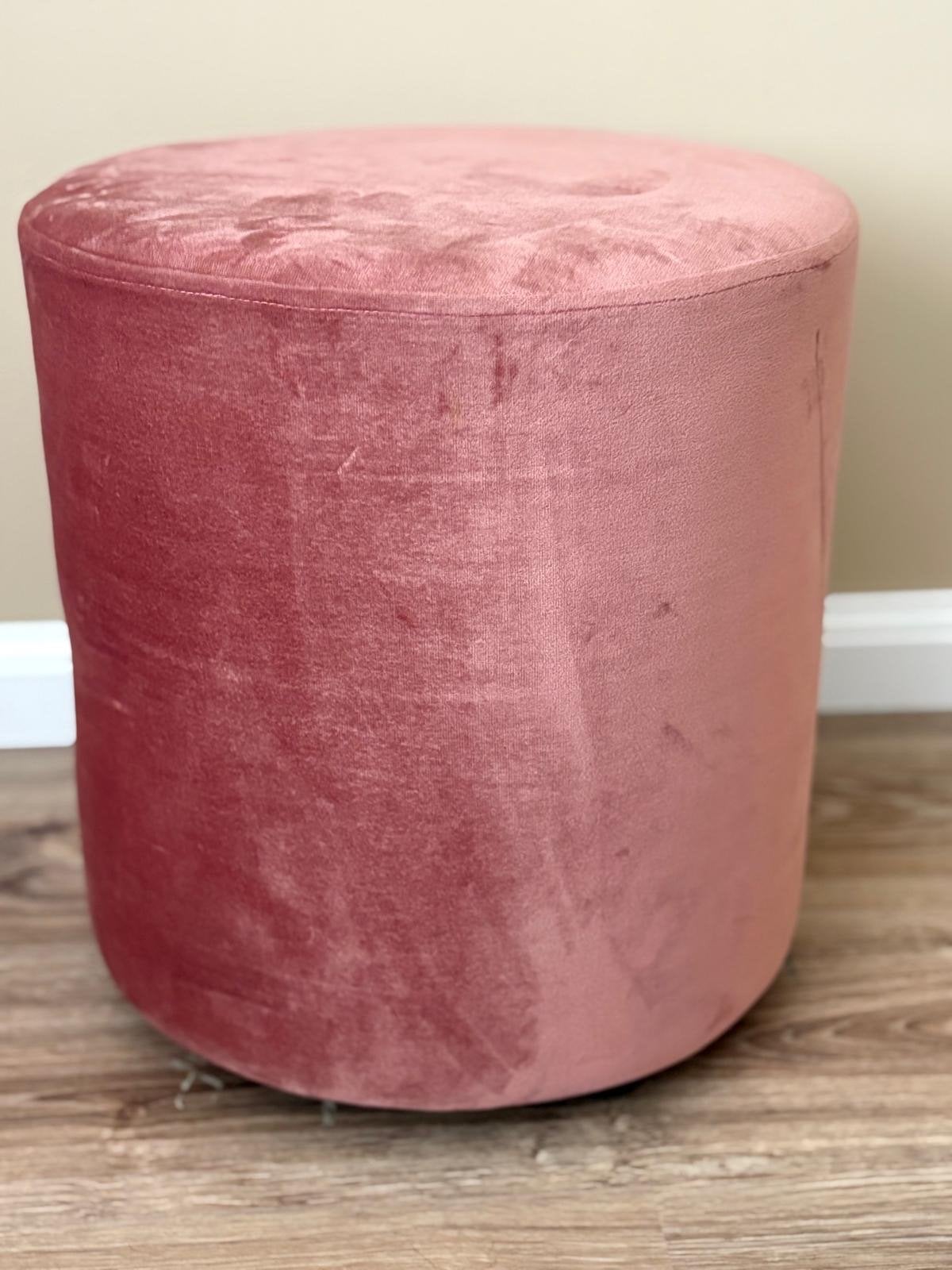 Roze poef velours, Huis en Inrichting, Banken | Voetenbanken en Poefen, Ophalen, Minder dan 50 cm, Rond, Nieuw