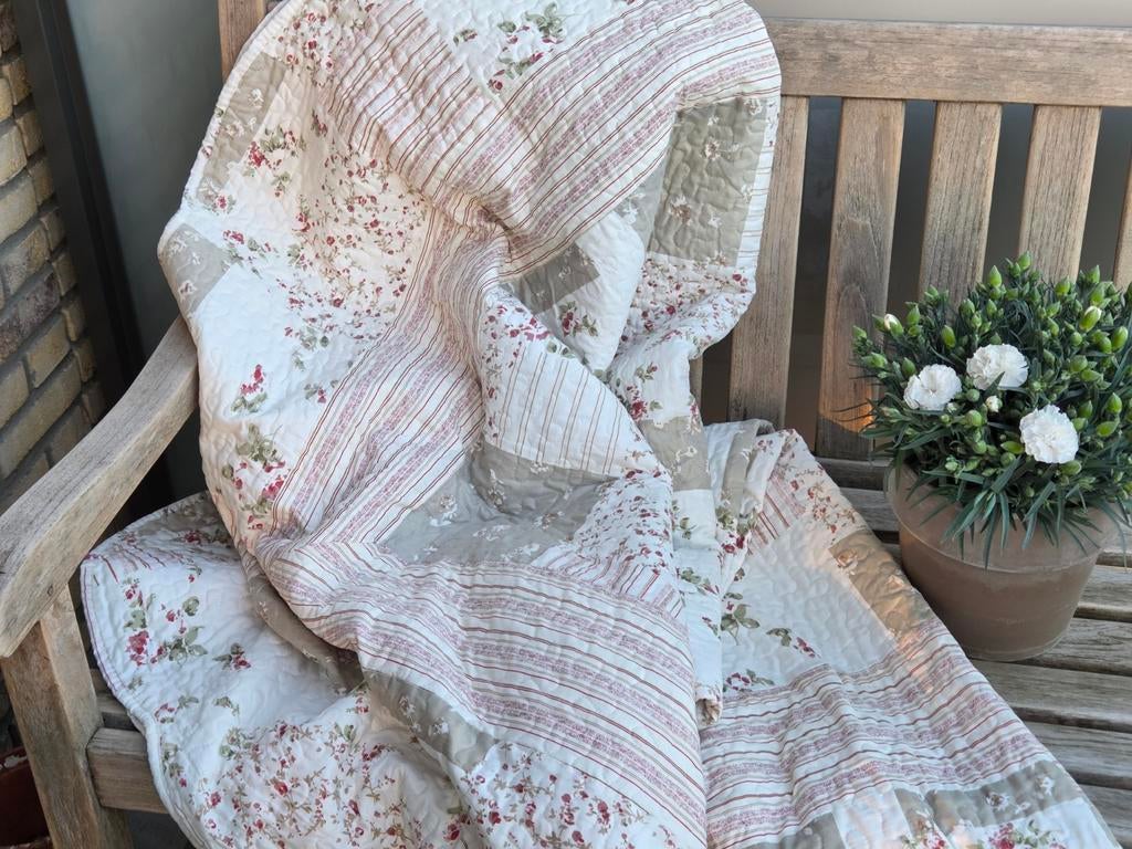 Brocant landelijk sprei quilt plaid, Ophalen of Verzenden