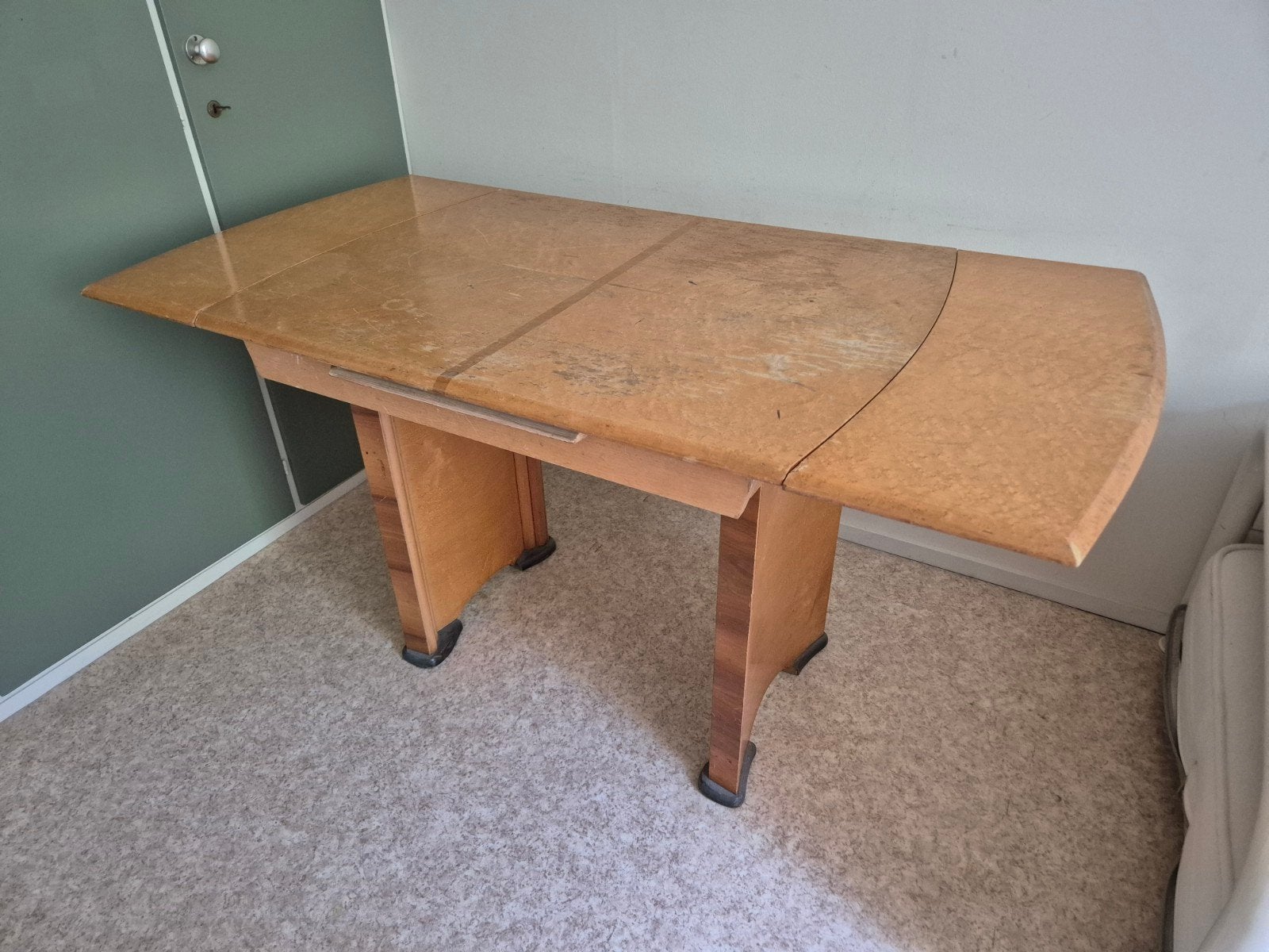Vintage Art Deco uitschuifbare eettafel/bureau, Huis en Inrichting, Tafels | Eettafels, Ophalen, Gebruikt, 100 tot 150 cm, Vintage