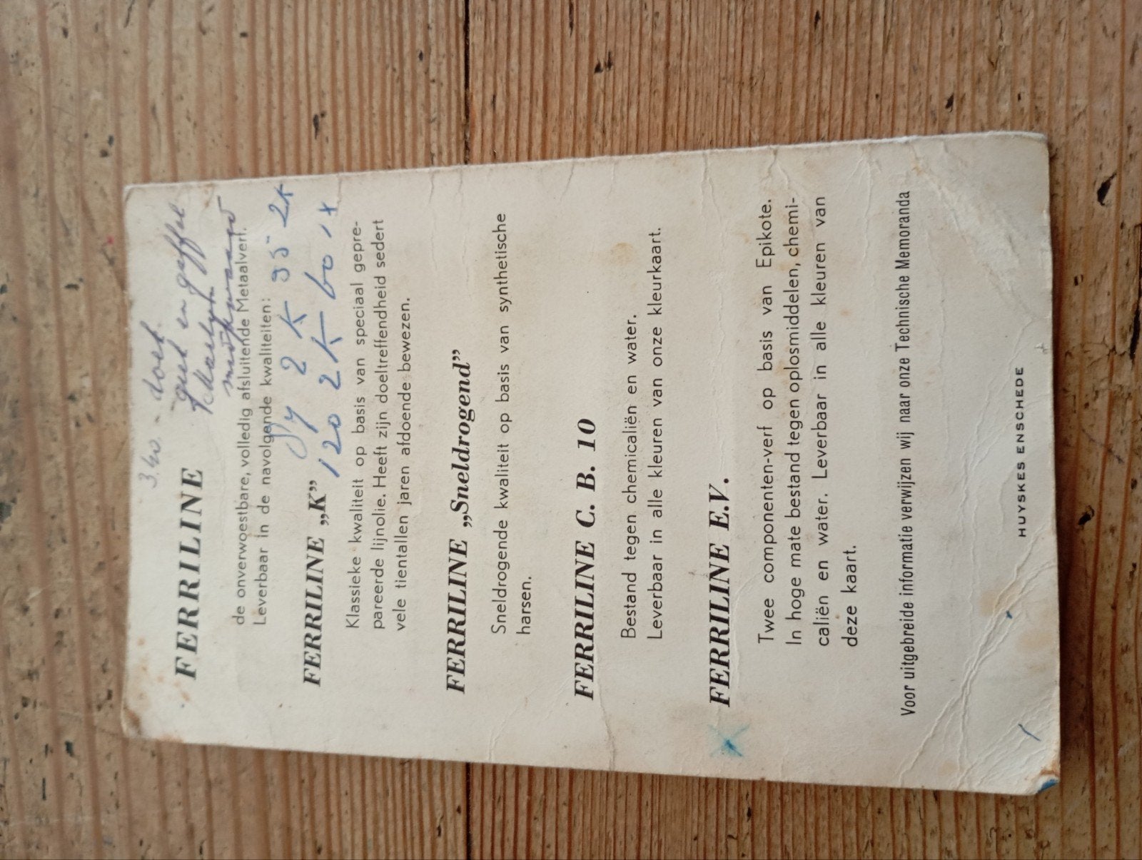 Vintage feriline NL Neverlak Roeswerend verf Folder, Ophalen of Verzenden, Gebruikt