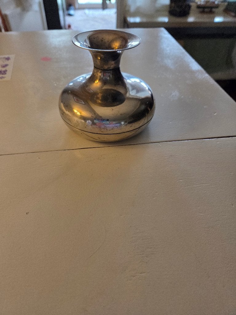 Art deco zilver pleet vaasje, Ophalen of Verzenden