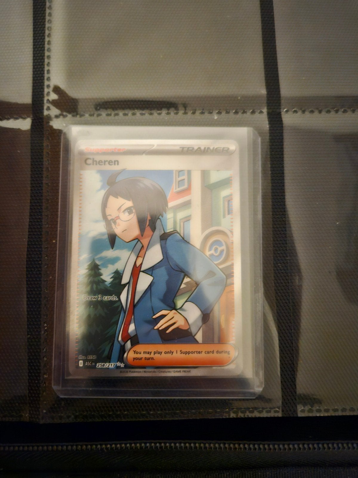 Pokemon Cheren 258/217 Ascended Heroes, Ophalen of Verzenden, Zo goed als nieuw, Losse kaart, Foil
