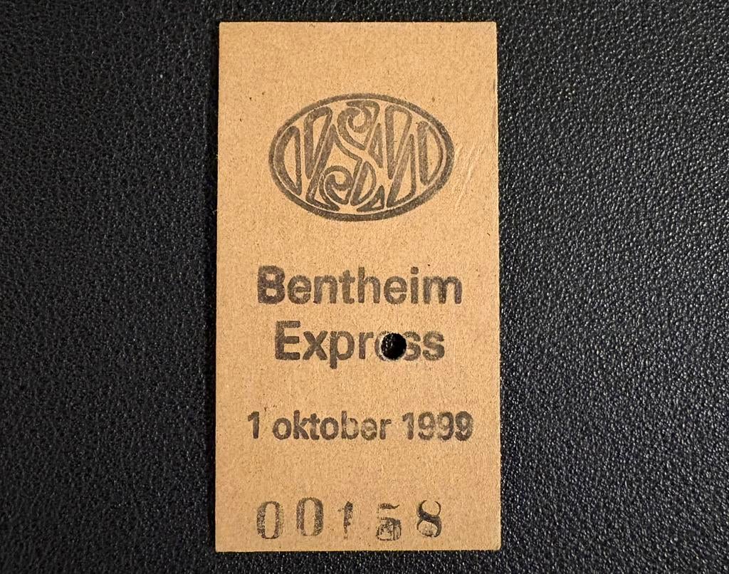 Treinkaartje VSM ‘Bentheim Express’ (1999), Ophalen of Verzenden, Gebruikt, Trein