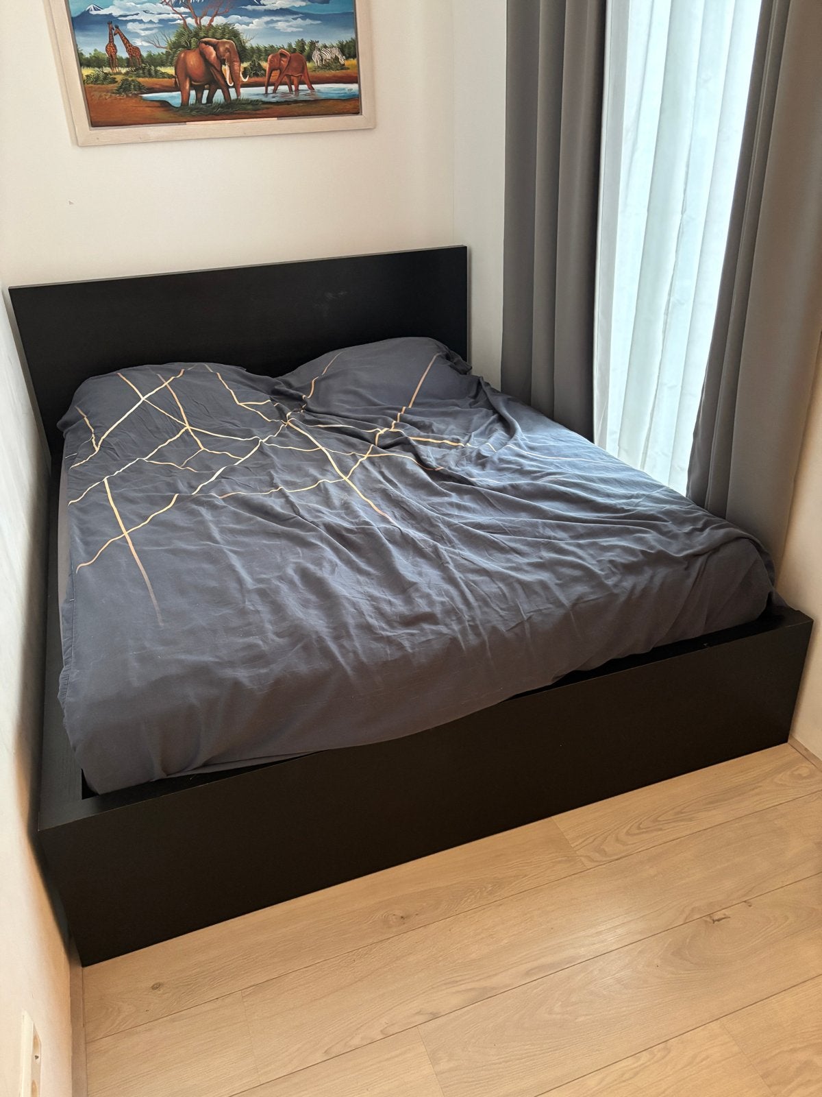 Ikea Malm bed zwart, Ophalen, Gebruikt, 90 cm, Eenpersoons