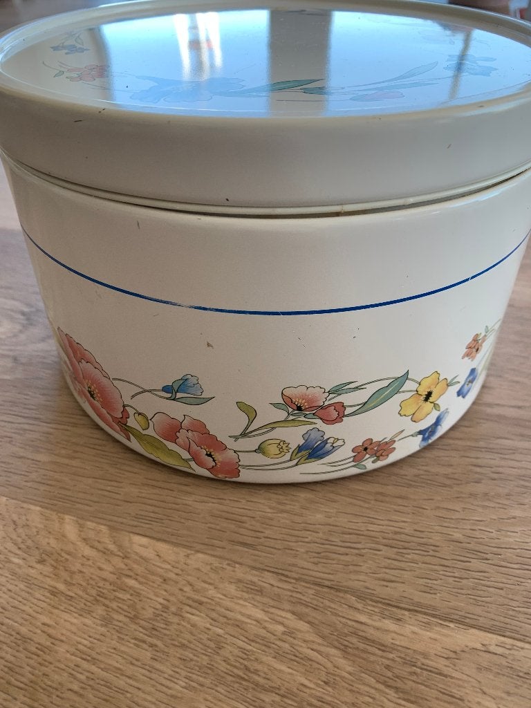 Te koop hoge koekjestrommel, Ophalen, Gebruikt
