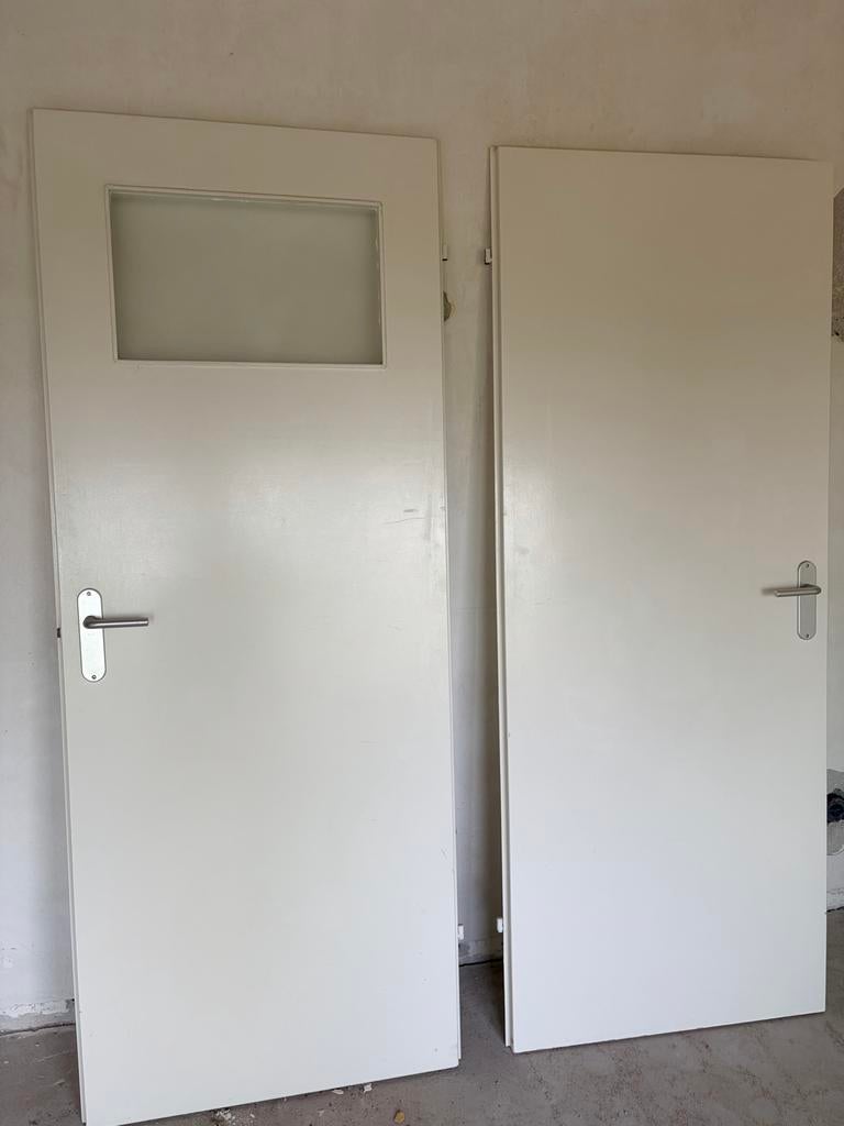 2 Witte opdek Binnendeuren (201,5 x 78 cm), Doe-het-zelf en Verbouw, Deuren en Horren, Ophalen, Gebruikt, Minder dan 80 cm, Binnendeur