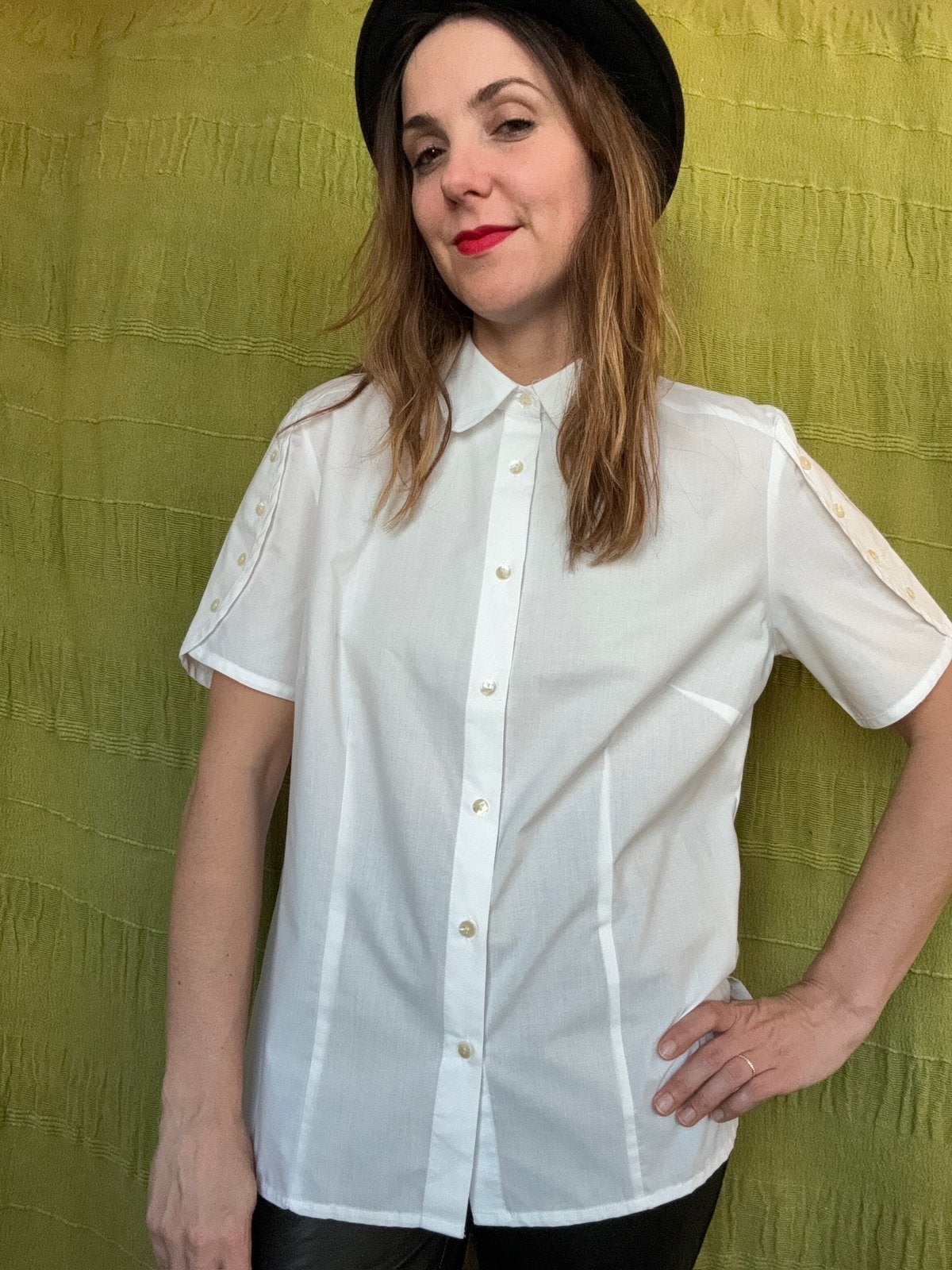 Vintage witte blouse / shirt / overhemd 38/40, Maat 38/40 (M), Hgv, Wit, Hgv