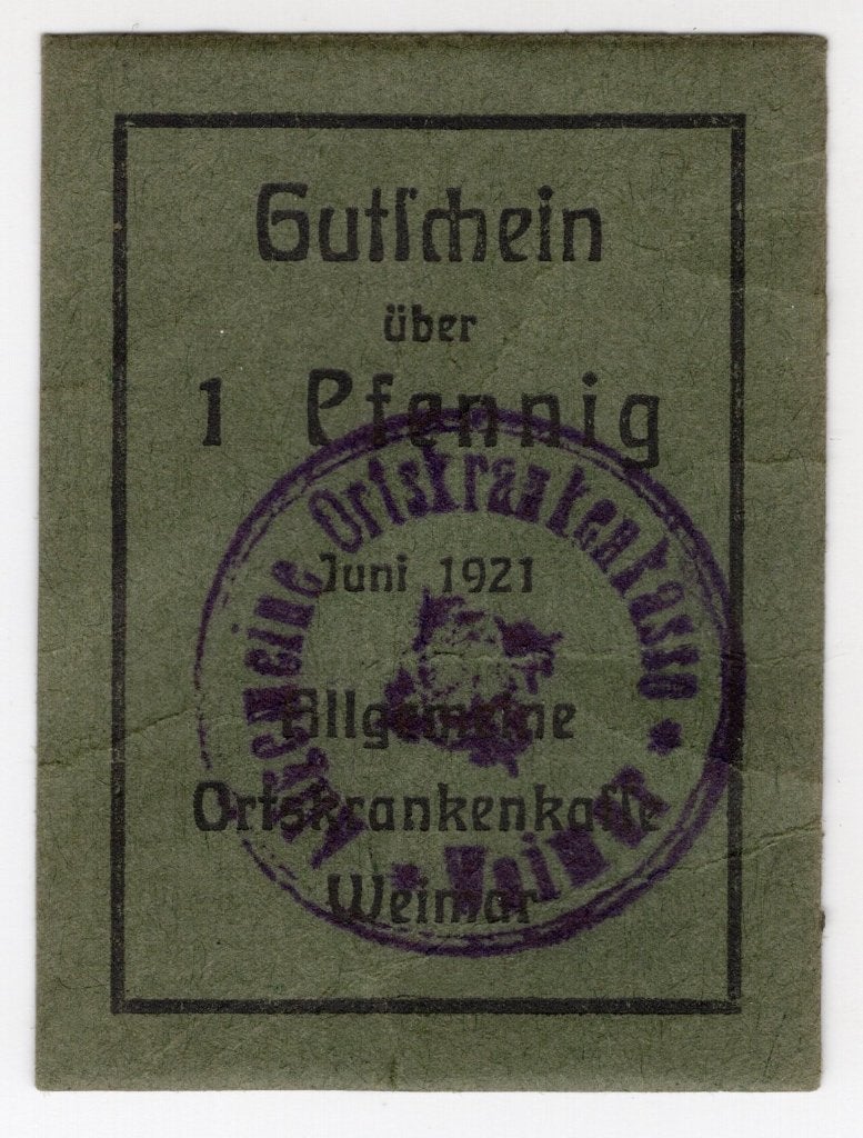 Duitsland noodgeld Ziekenhuis Weimar 1 Pfennig, Verzenden, Duitsland