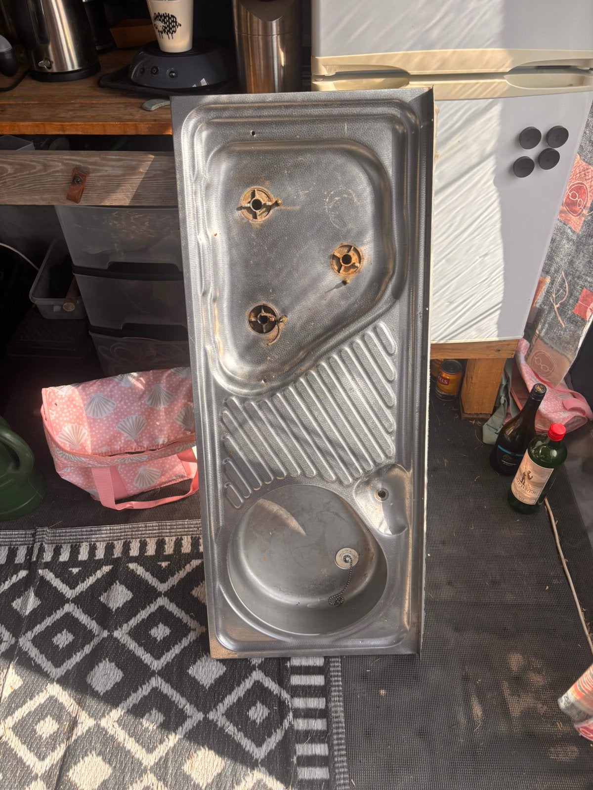 Aantechtblad caravan wasbakje en 3 gas pitten!, Minder dan 50 cm, Gebruikt, 100 tot 150 cm, Ophalen of Verzenden