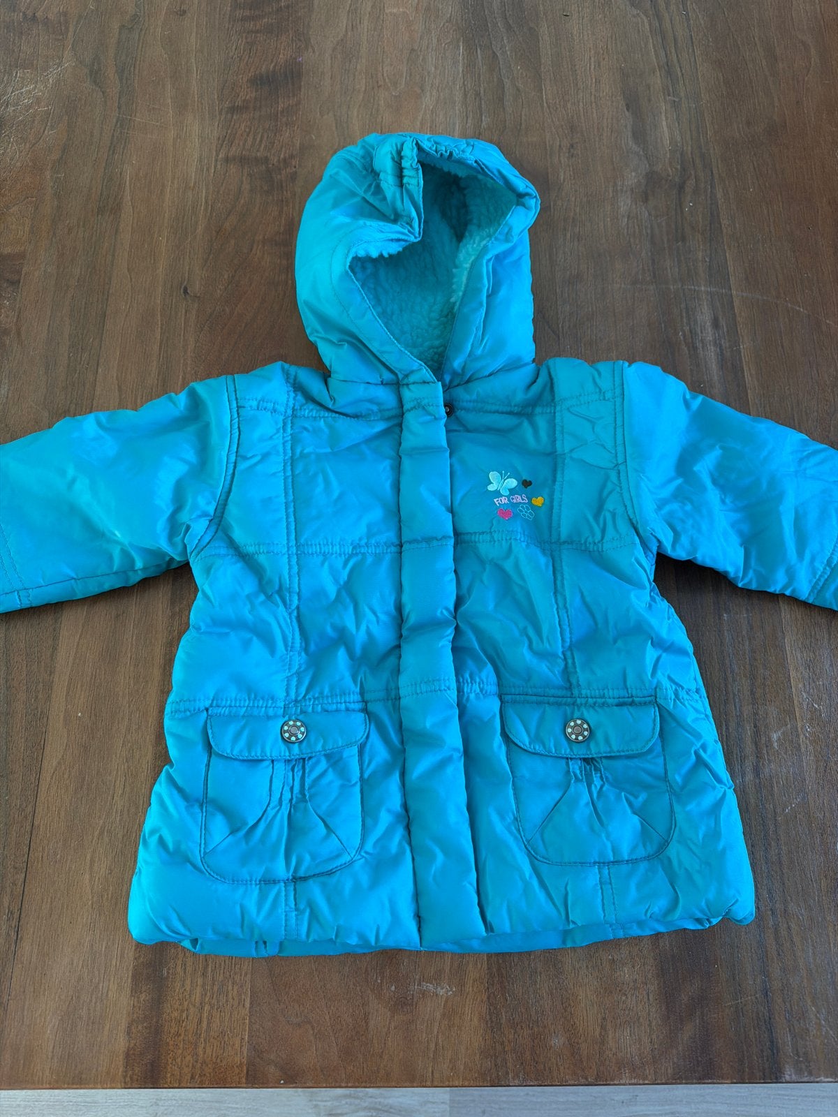 Turquoise winterjasje maat 86 voor meisjes, Ophalen of Verzenden, Zo goed als nieuw, Meisje, Jasje