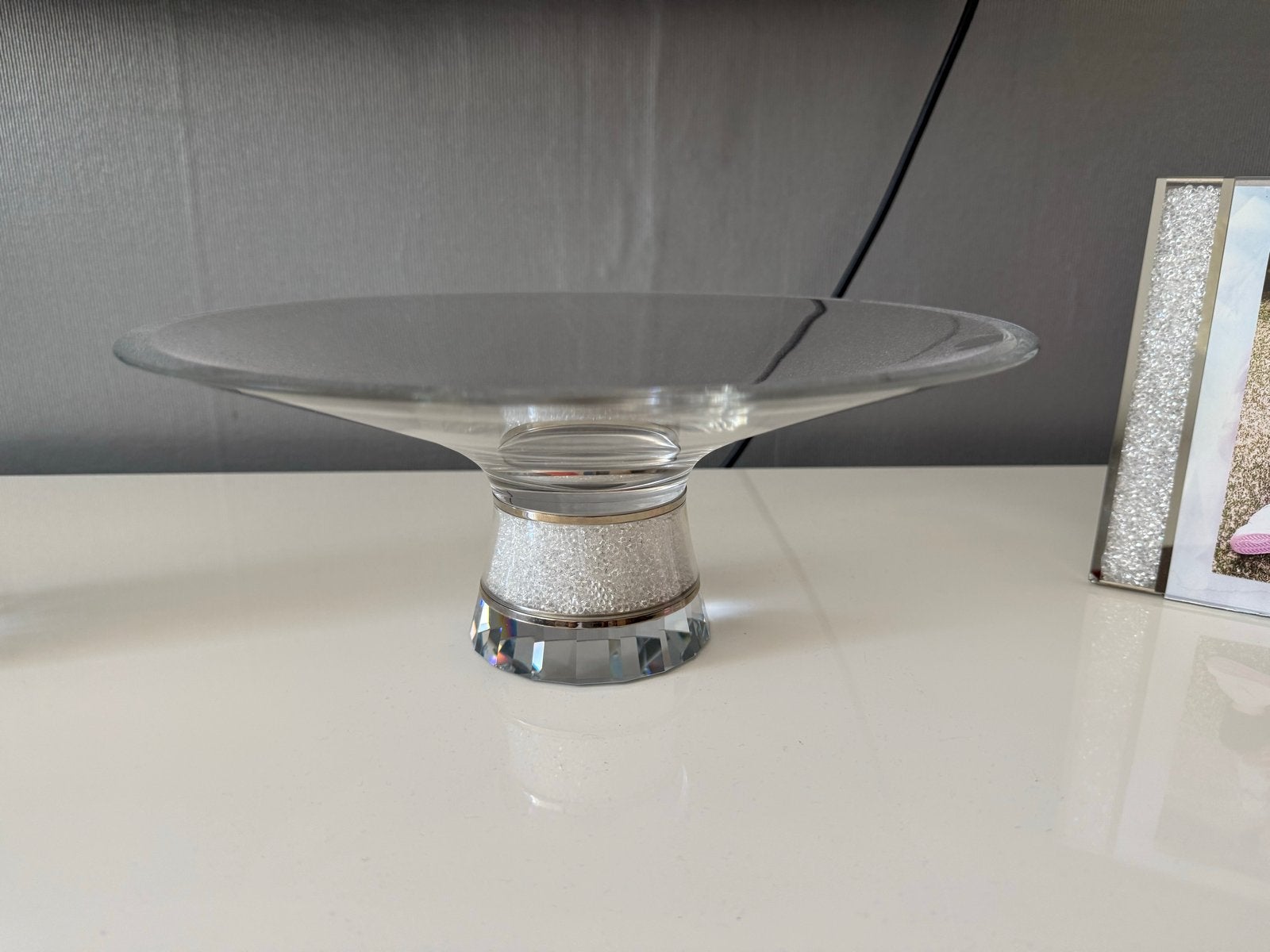 Swarovski set: schaal, vaas en fotolijst, Ophalen, Zo goed als nieuw, Wit, Glas
