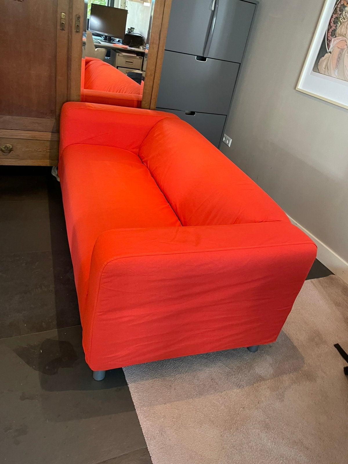 IKEA Klippan bank - rood, Ophalen, Gebruikt, 150 tot 200 cm, Tweepersoons