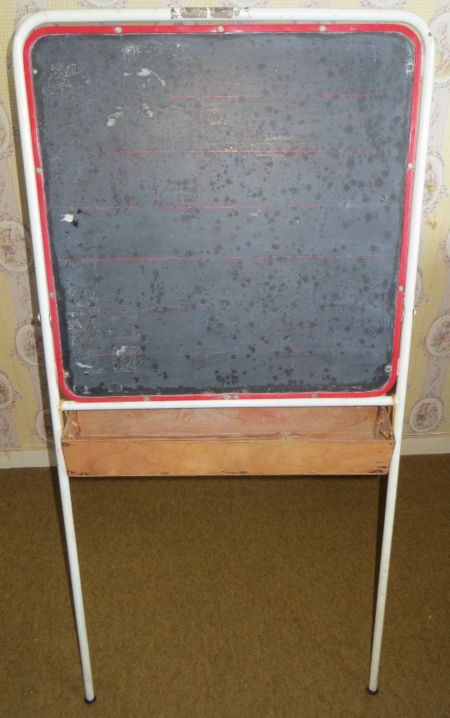 Vintage opklapbaar schoolbord met bakje. Retro krijtbord., Diversen, Ophalen, Gebruikt, Krijtbord