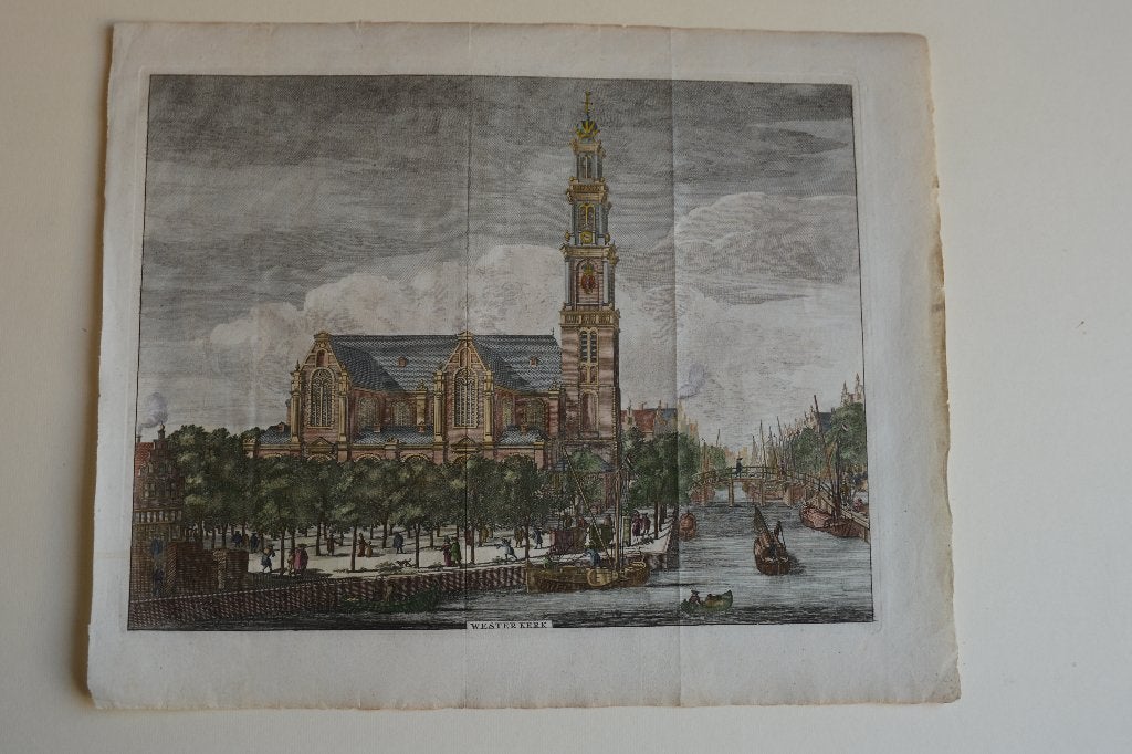 AMSTERDAM WESTERKERK en -KERK Gravure 1764 J. WAGENAAR E27, Antiek en Kunst, 26 cm, 34 cm, Verzenden, Stadsgezicht