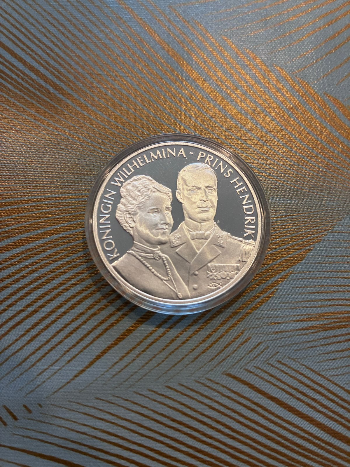 Zilveren Penning Koningin Wilhelmina Prins Hendrik Proof, Ophalen of Verzenden, Zilver, Nederland