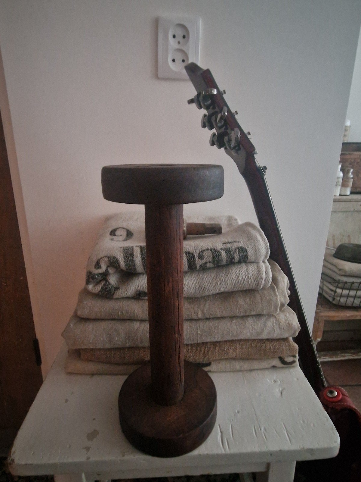 Vintage houten klos, Ophalen