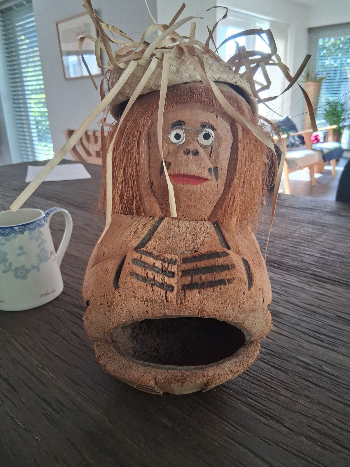 kokosnoot spaarpot of planthanger, Ophalen of Verzenden, Gebruikt