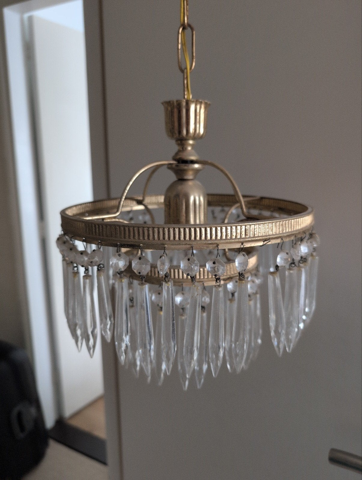 Vintage Waterval Kristallen Kroonluchter Jaren '60/'70, Huis en Inrichting, Ophalen, Gebruikt, Glas, Vintage, Jaren '60, Jaren '70
