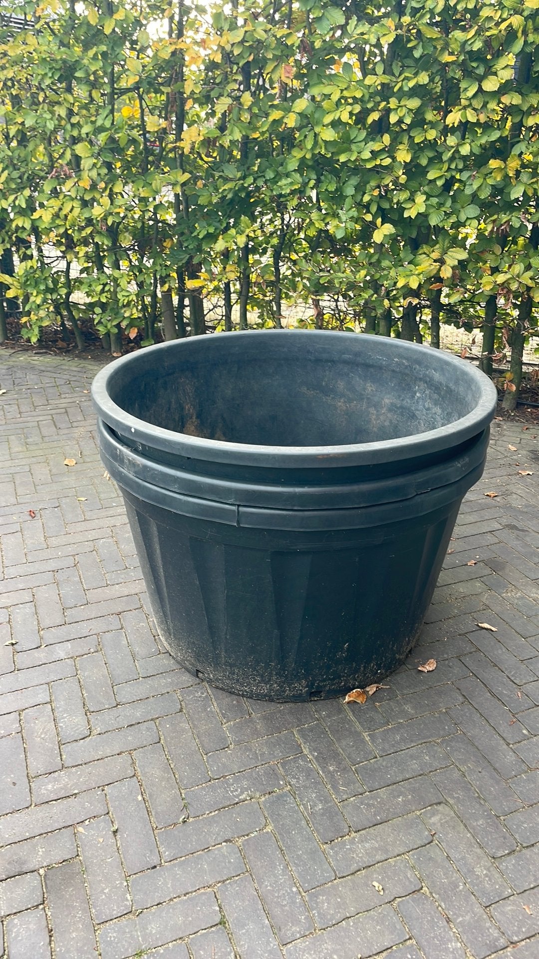 3 grote plantenbakken (olijf of i.d) 56H 94doorsnede, Ophalen, Gebruikt, Rond, Kunststof