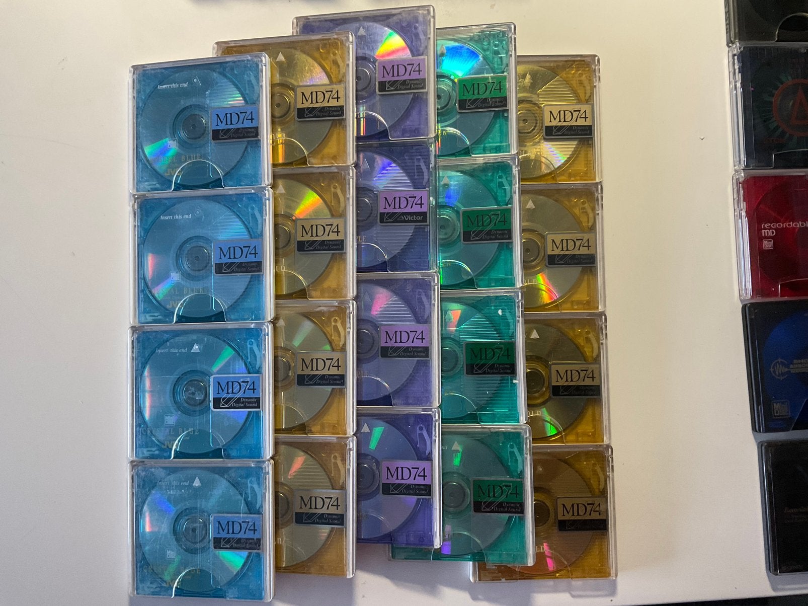 Minidisc’s. JVC COLOR COLECTION. 20x als nieuw. 74 minuten, Ophalen of Verzenden