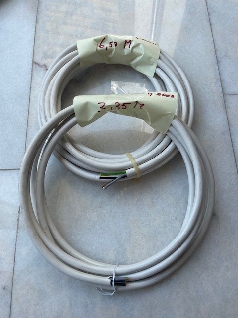 3,35 en 6,5 mtr witte stroomkabel 4-aderig , Ophalen of Verzenden, Gebruikt, Kabel of Snoer