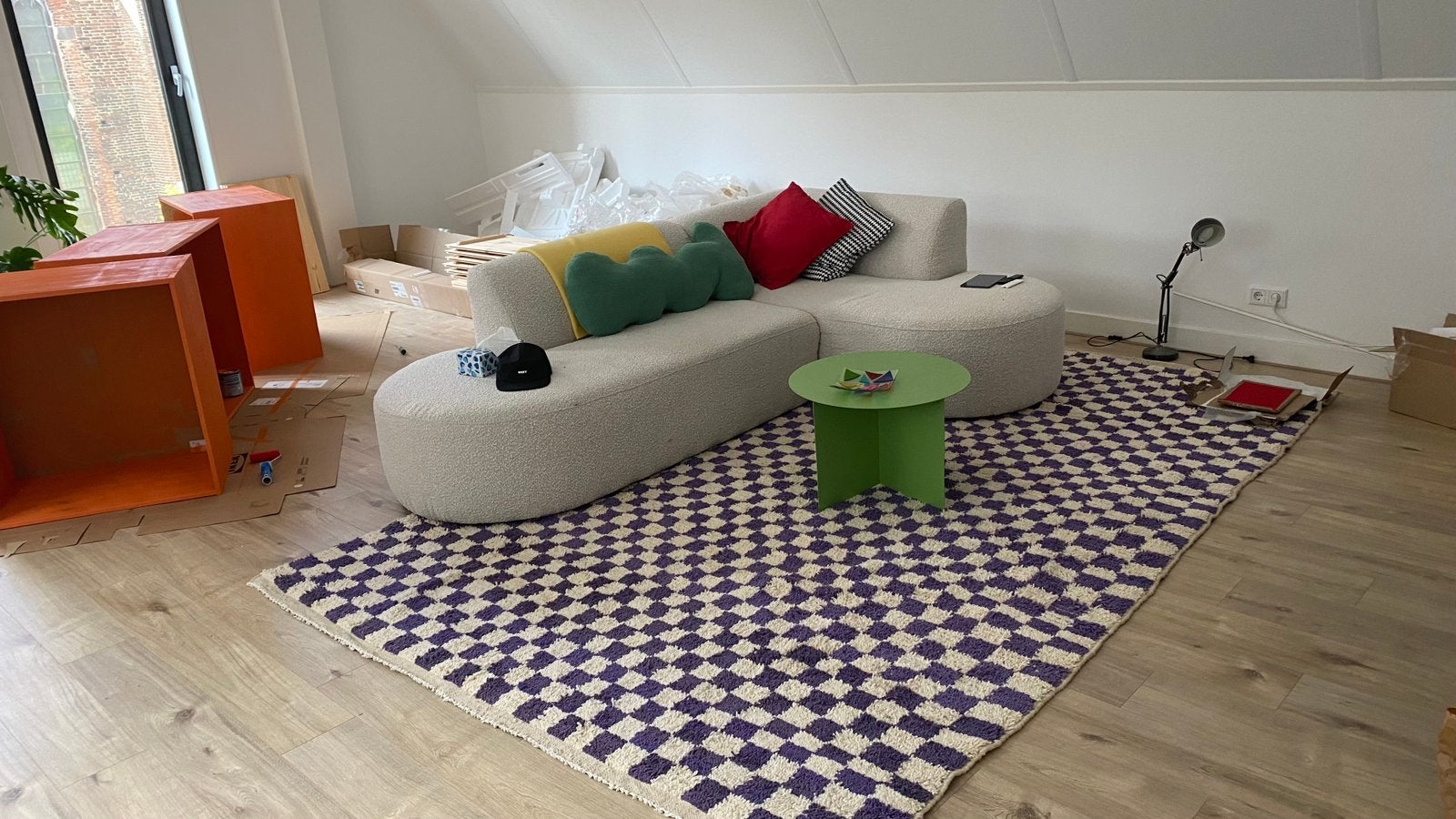 XL Checkered tapijt marokaans geblokt, Ophalen, Modern, maximalistisch, kleurrijk, 200 cm of meer, Zo goed als nieuw