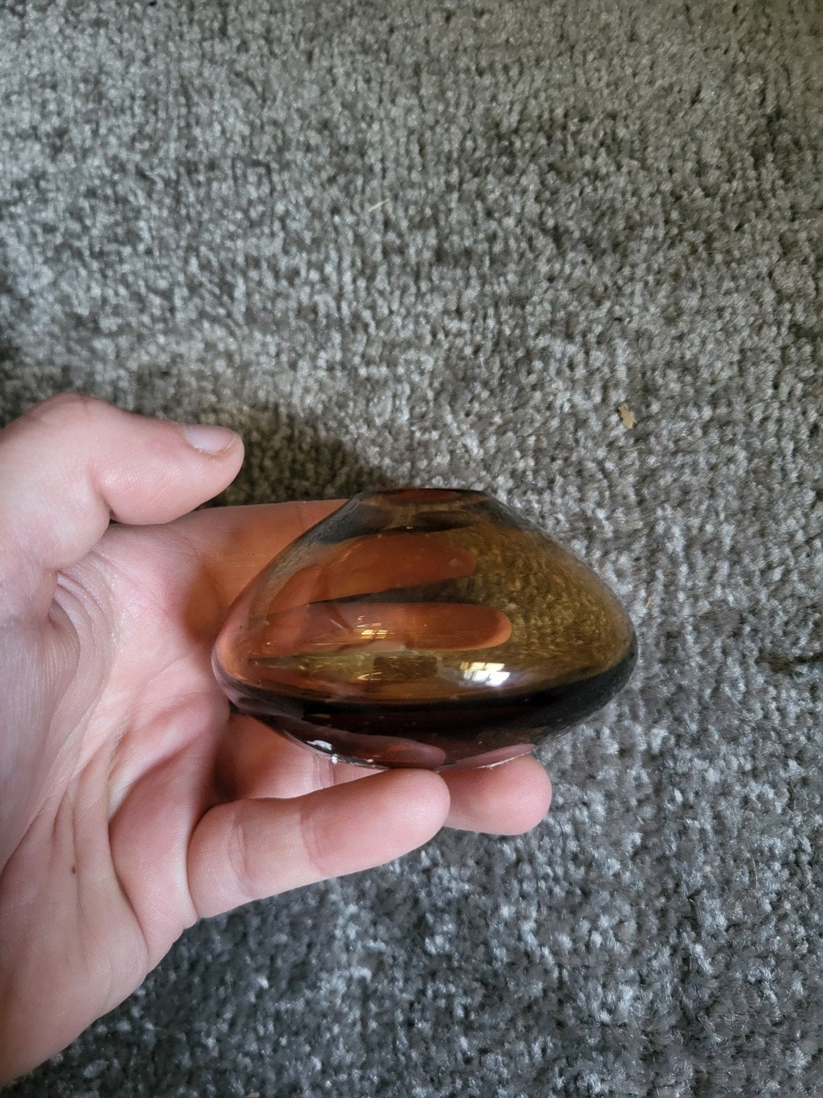 Vintage Amber Glazen Bolvormige vaasje, Ophalen of Verzenden