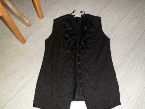Mooie zwart vestje/top, met knoopsluiting, maat 42 merk Fink, Ophalen of Verzenden, Zo goed als nieuw, Maat 42/44 (L), Zwart