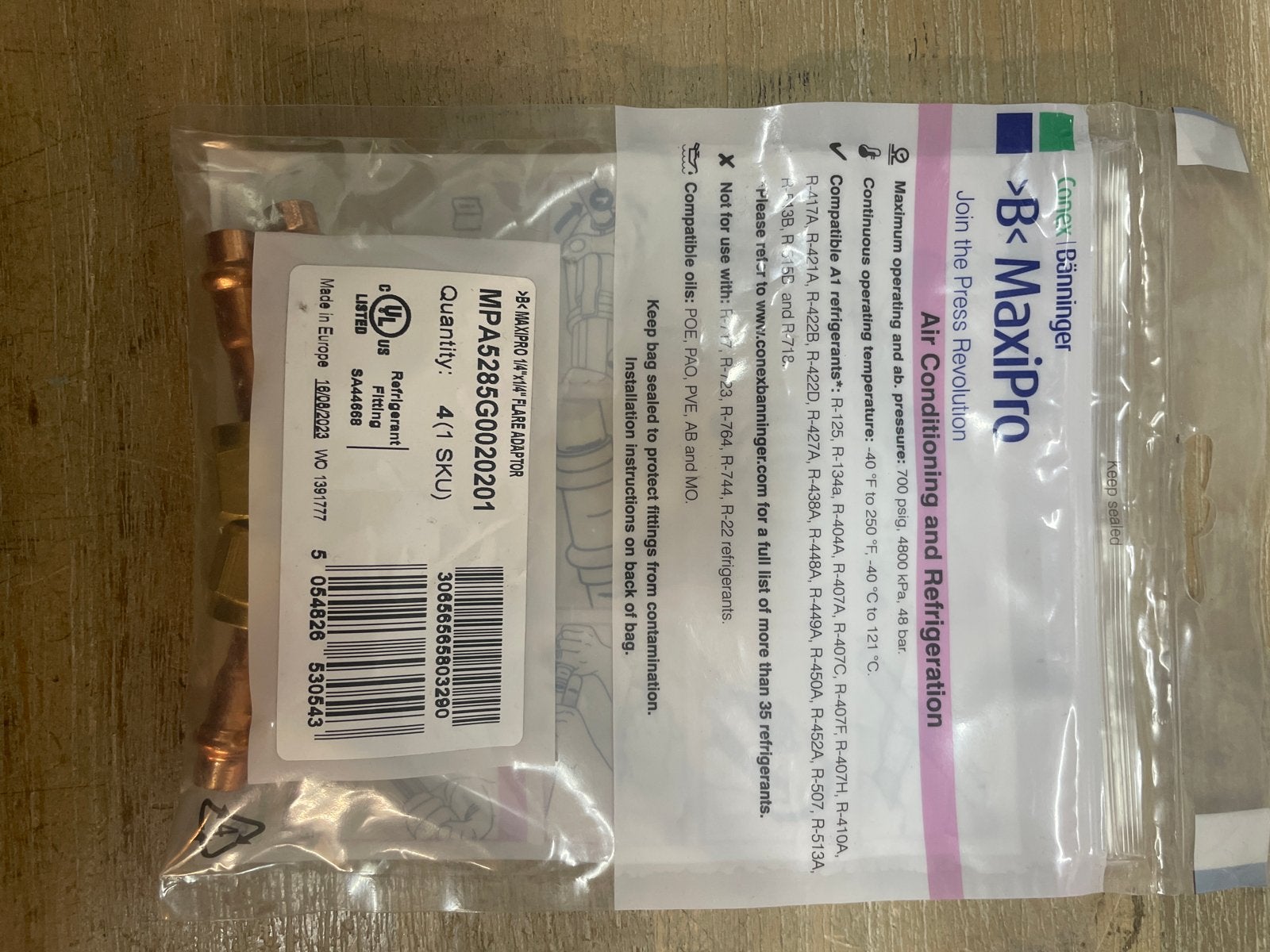 Conex Bänninger MaxiPro MPA5285G0020201 Flare Adapter, Ophalen of Verzenden, Nieuw