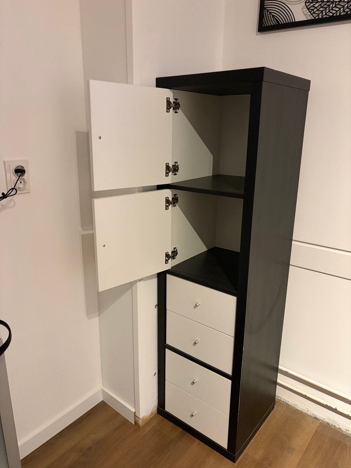 Ikea Opbergkast met lades en deurtjes - Zwart/Wit, Ophalen, Gebruikt