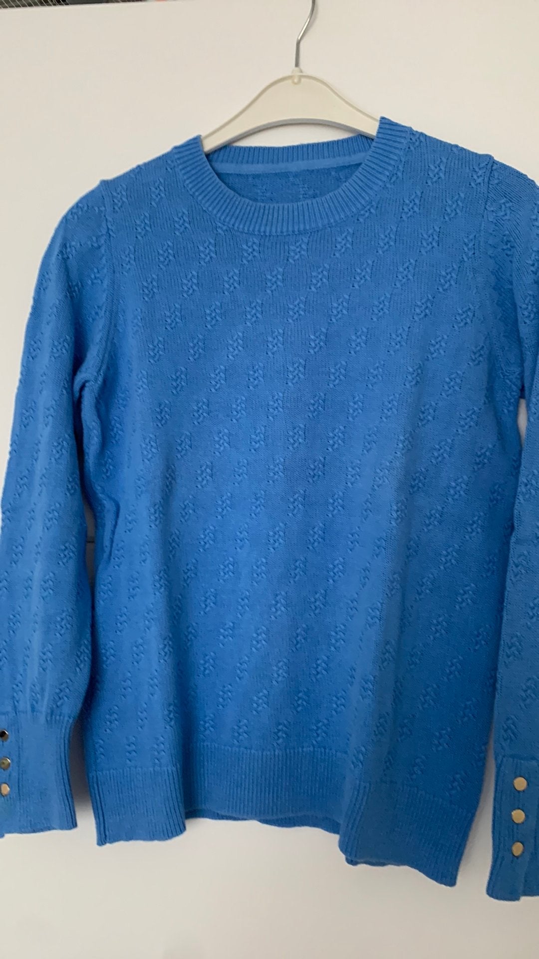 Een najaars trui maat M, Ophalen of Verzenden, Zo goed als nieuw, Blauw, Lange mouw