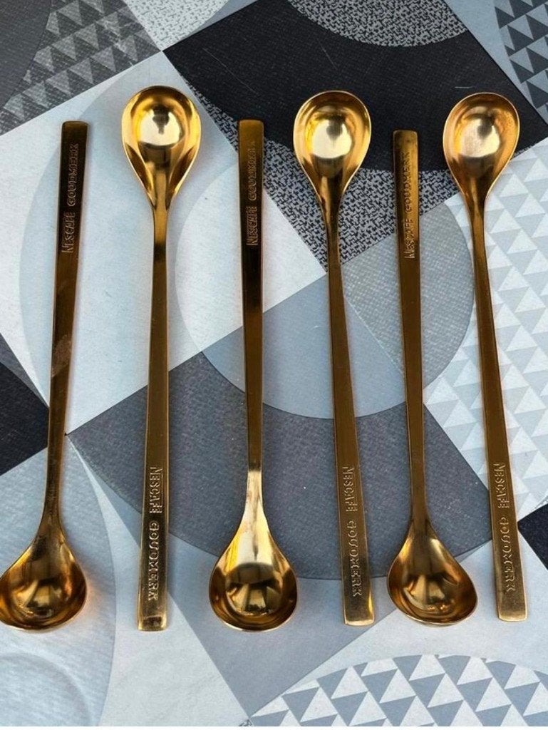 Nescafe lepels, sorbetlepels, 6 stuks, nieuw, goud, dessert, Ophalen of Verzenden, Nieuw, Overige materialen