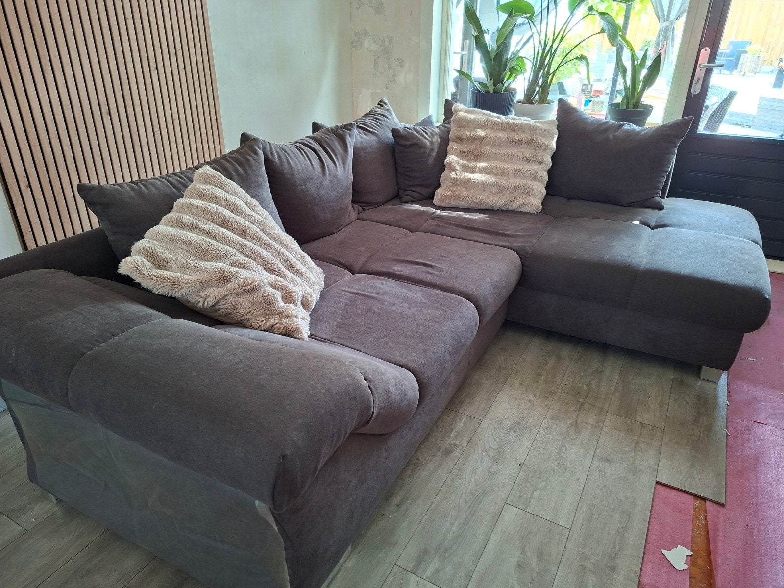 GRATIS  hoek/ lounge bank, Ophalen, Zo goed als nieuw, Vierpersoons of meer, Stof