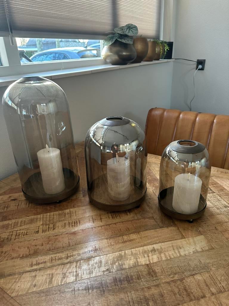 Stolp Bara glas smoke met brons, Ophalen, Zo goed als nieuw