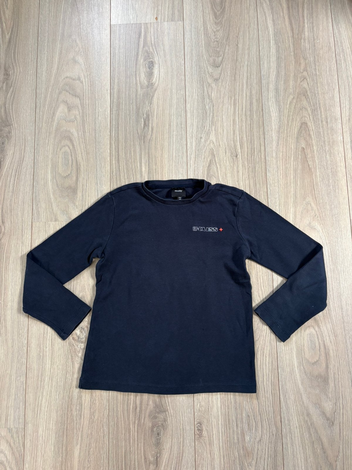 Donkerblauwe Shoeby longsleeve - maat 134, Kinderen en Baby's, Ophalen of Verzenden, Zo goed als nieuw, Jongen, Trui of Vest