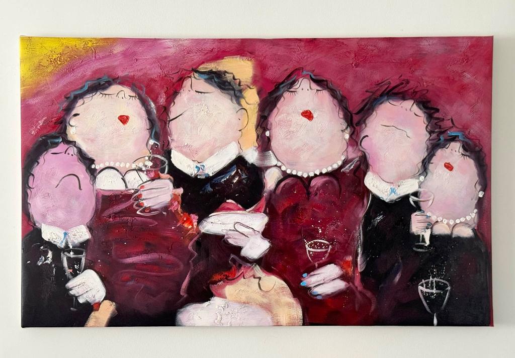 'Dikke dames'-achtig schilderij, Ophalen, Nieuw, 125 cm of meer, Schilderij