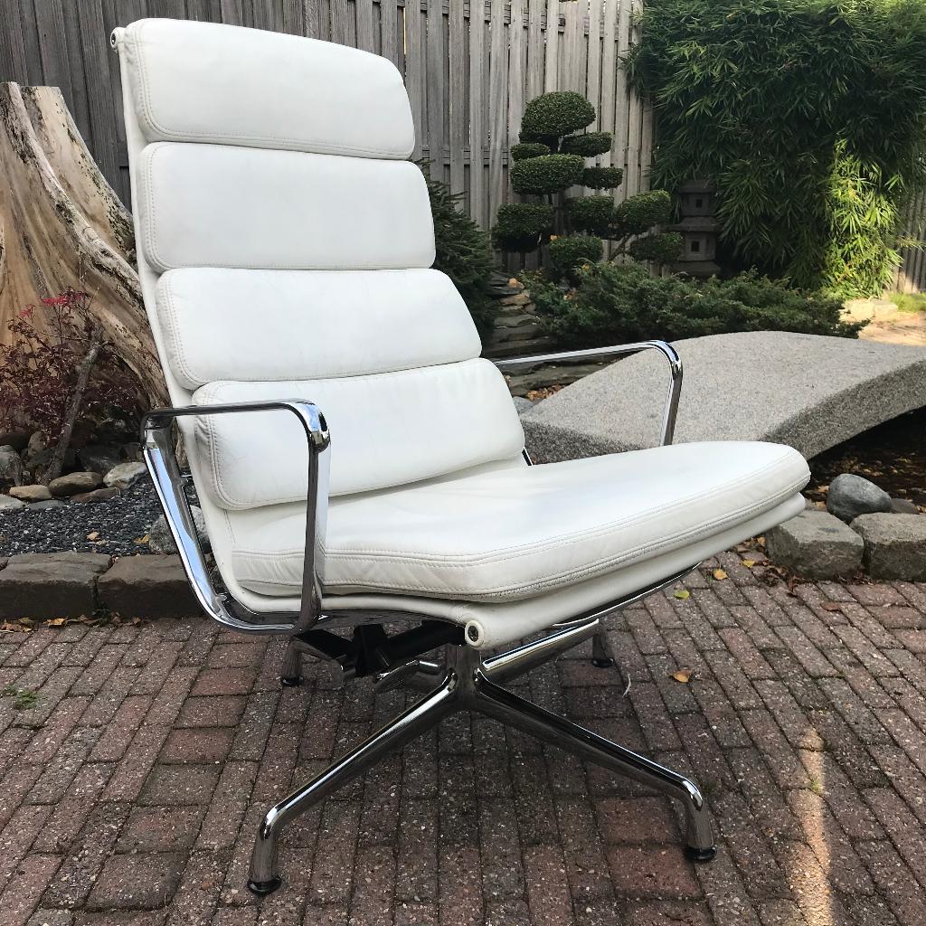 Vitra Eames fauteuil EA 222 EA222 chroom leer vintage, Huis en Inrichting, Fauteuils, Ophalen, Gebruikt, Leer, Nvt