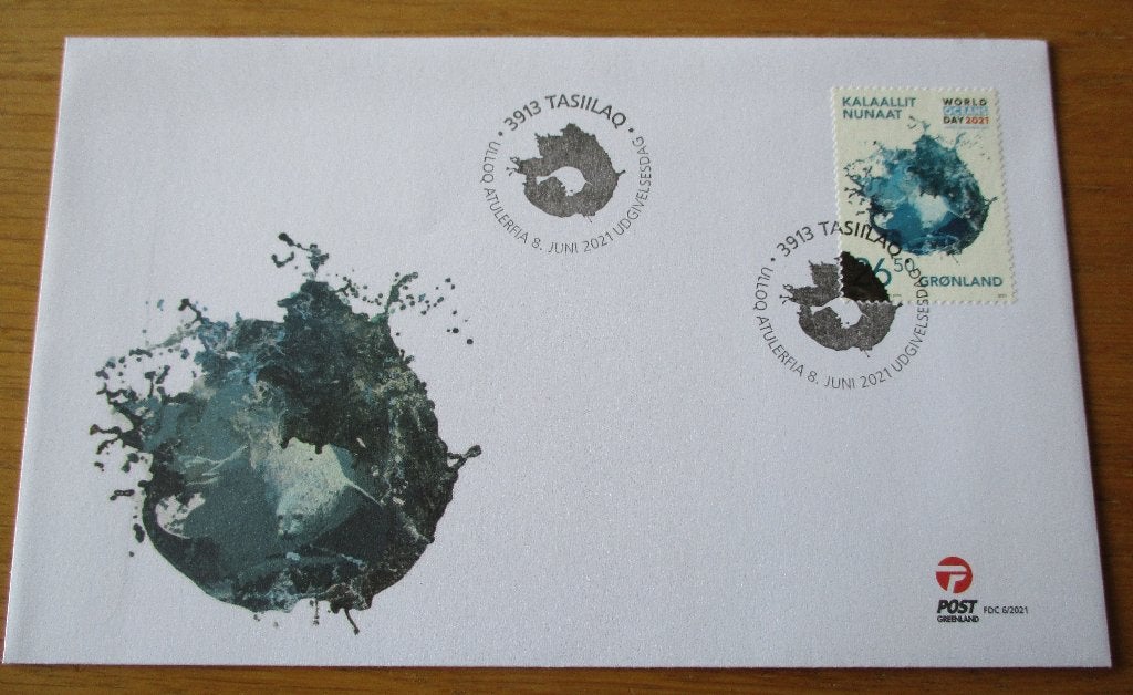 Groenland, FDC Wereld Oceaan Dag 2021, Postzegels en Munten, Ophalen of Verzenden, Denemarken, Gestempeld