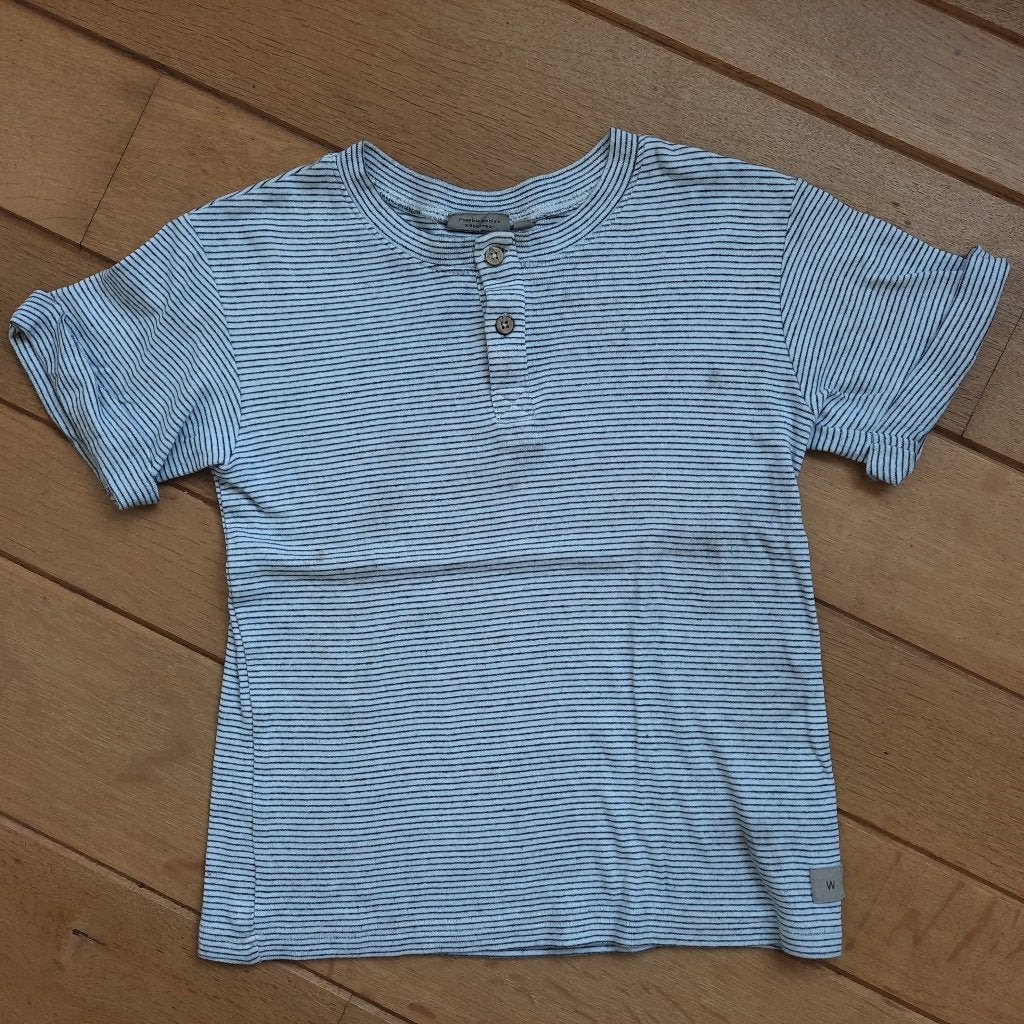 WHEAT t- shirt beige zwart streep maat 116, Meisje, Ophalen of Verzenden, Zo goed als nieuw, WHEAT Organic Cotton